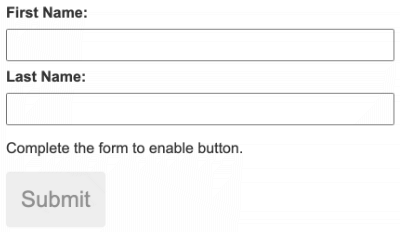 Profile Editor with labels and inputs for first and last name as well as a submit button